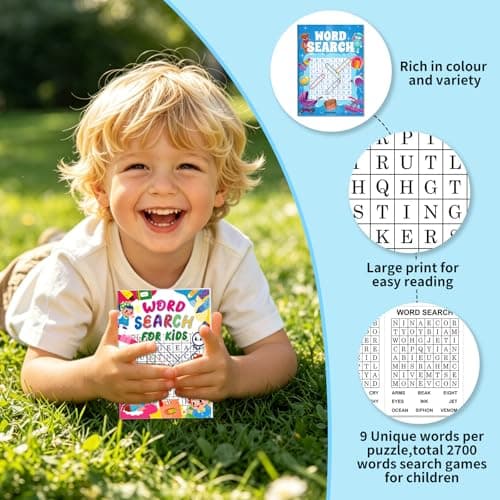Elfew 20 Pack Word Search for Kids Ages 6-12, 280+ Large Print Word Games — view 5