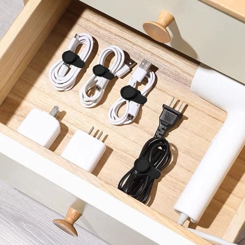 30 Pack Reusable Silicone Cable Ties Clips, Black Organiser — view 6