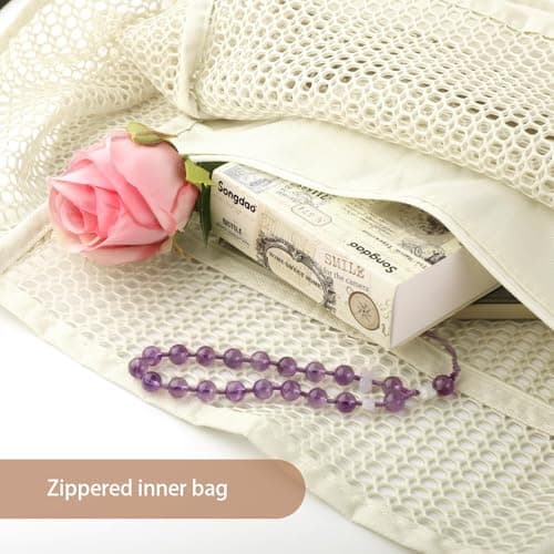 ktxaby 3 Pack Mesh Beach Bags for Women,Waterproof Beach Tote with Inner Pocket, Foldable 23L Shopping Bags for Pool Beach Travel and Picnic(Black Khaki Beige) — view 5