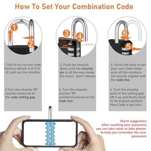 NAGE Combination Padlock, Code Padlock 4 Digit (2P, Sky Blue) — view 5