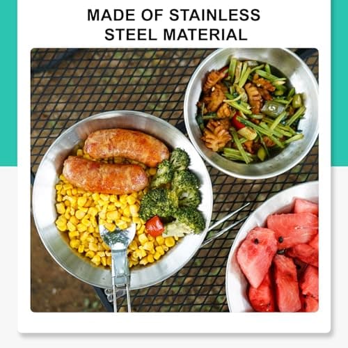 CHSEEO 12 PCS Stainless Steel Camping Plates and Bowls Set, Camping Mess Kits, Tableware Set with Bowls, Plates & Portable Carry Bag, Lightweight Package Perfect for Camping, Hiking, Picnic and Travel — view 5