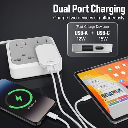 30W Dual Port Fast Charger Plug, Ultra Slim USB C PD + USB A QC, White UK — view 5