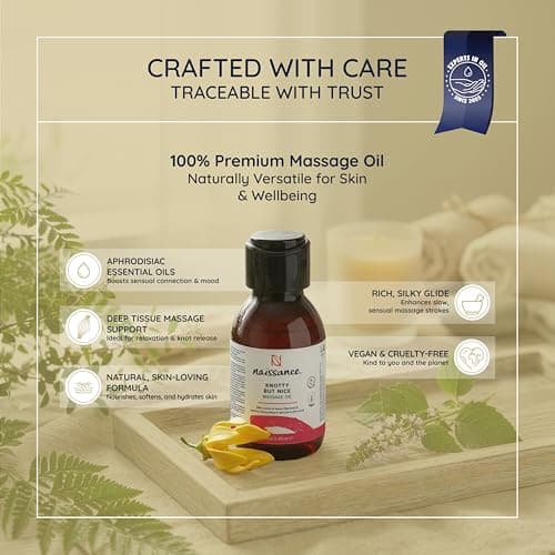 Naissance 'Knotty But Nice' Massage Oil 100ml, 100% Blend of Grapeseed with Ylang Ylang, Patchouli, Clary Sage, Orange, Grapefruit, Frankincense, Black Pepper Essential Oils — view 2