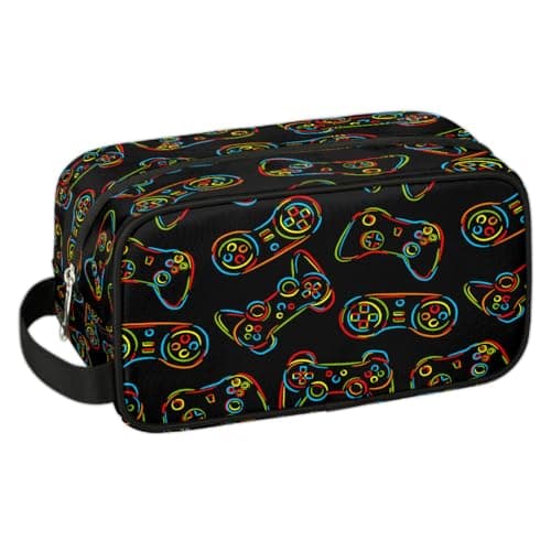 Travel Toiletry Bag for Boys Kids - Colourful Game Controller Waterproof Hanging Dopp Kit for Men, Shaving Bag with Large Capacity for Bathroom, Sports, Shower