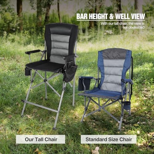 REDCAMP Tall Folding Directors Chair with Footrest, 300 lb Capacity，Black — view 5