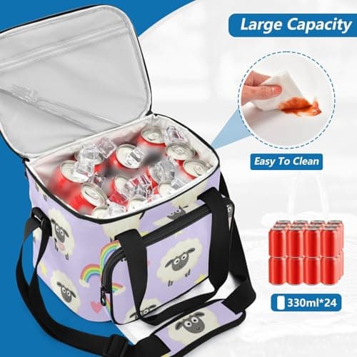 Wudan Magical Sheep Lavender Purple Insulated Cooler Bag 6mm EPE Foam Filled Road Trip Office Workers — view 5
