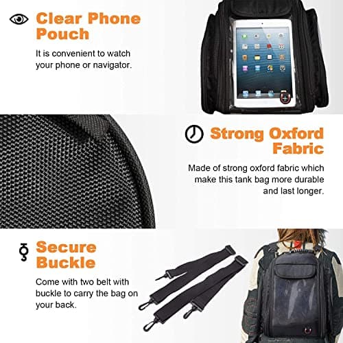 Dracarys Motorcycle Tank Bag - Oxford Saddle Black Motorbike Bag - Strong Magnetic Bag for Honda Yamaha Suzuki Kawasaki Harley — view 5