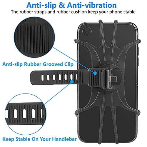 Kinizuxi Bike Phone Mount 2 Packs, Universal Handlebar Phone Holder, 360° Rotation Silicone Bicycle Mount Compatible With iPhone Samsung All Phones — view 3