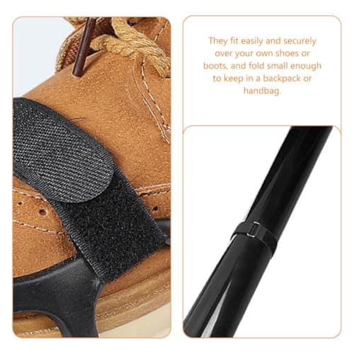 JOINPAYA 4 pcs Adjustable Shoe Crampons Strap Anti-Slip Shoes Crampons Strap with Rounded Metal Buckle Shoe Cover for Hiking Climbing Walking Jogging Camping and Ice Fishing — view 5