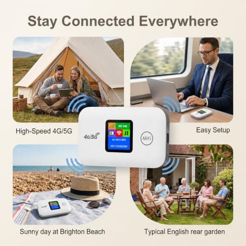 Portable 4G/5G LTE WiFi Router Portable with SIM Card Slot Wifi Travel Router Pocket 4G Internet Hotspot Up To 10 Users 3000mAh Battery for Travel Phone Computer Laptop — view 3