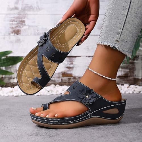 Bunion Corrector Sandals For Women Slip On Flip Flops Wide Fitting Lightweight Comfortable Sandals Versatile Durable Flip Flops Breathable Travel Sliders Memory Foam Cushioned Sliders — view 3