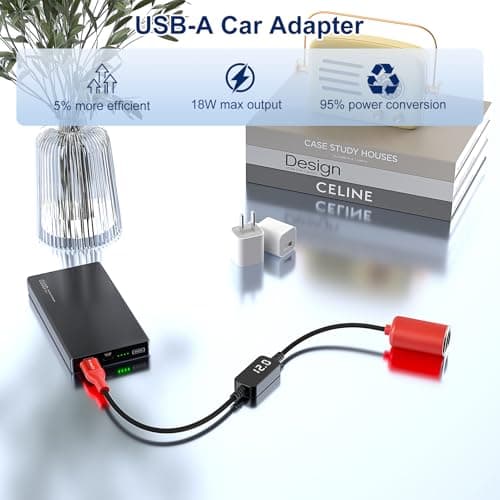 J&D USB A to 12V Cigarette Lighter Adapter Cable, 18W USB A DC 12V Car Socket Converter for Dash Cam, GPS, Driving Recorder, Supports Voltage Display, Durable Red Cord, 1.5 Meter — view 6