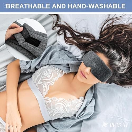 APOMOONS Grey Blindfold, Comfortable & Breathable Modal Cotton Blackout Sleep Mask Adjustable Blinder Blindfold Airplane, Eye Mask for Nighttime Travel or Naps - Unisex Design for Adults & Kids — view 6