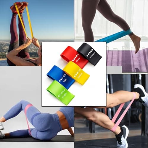 Ram® 5 PACK Gym Resistance Bands Women Men Strength Training Resistant Bands Pilates Yoga Gym Leg Training Glutes Resistance Bands x 5 With Carry Case — view 3