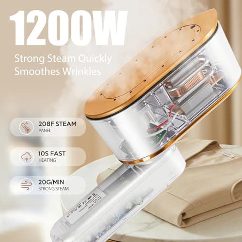 Portable Travel Steamer for Clothes, 1200W Powerful 2 In 1 Steamer & Iron,10s Fast Heat,4 Modes with LED Display, 150ml Water Tank Powerful Wrinkle Remover for Home,Office, Travel — view 3