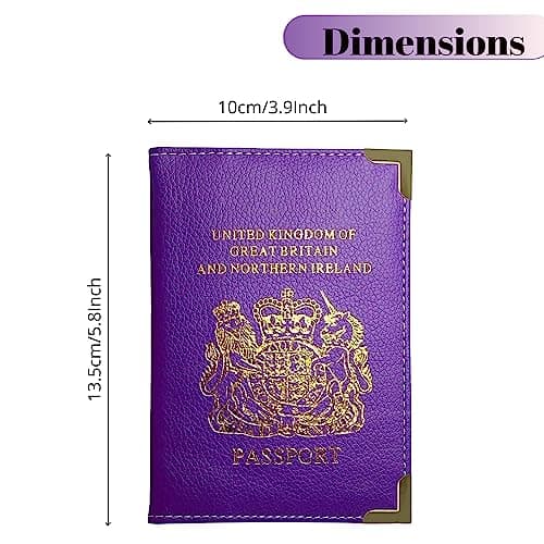 Lizzy Passport Holder, PU Leather Passport Cover, Slim Travel Wallet, RFID Style Passport Case, Lightweight Passport Protector with Corner Guards, Travel Organiser for Men & Women, Purple — view 2
