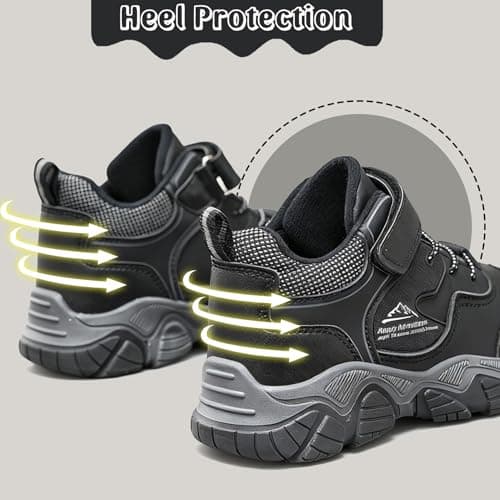 Unitysow Kids Hiking Boots Boys Waterproof Walking Shoes Trainers Children Outdoor Lightweight Trekking Footwear Camping Climbing Shoes Sneaker,Black,1 UK — view 5