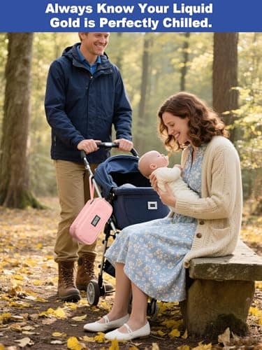 YOUSHARES Breastmilk Cooler Bag - Breast Milk Cooler Travel Bag with Real-Time Temperature Display, Breast Milk Storage Bag with 2 Ice Pack, Small Cool Bag for Insulated Bottle for Breastfeeding(Pink) — view 6
