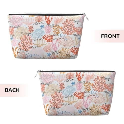 Silver Leather Travel Toiletry Bag â€“ Reusable Coral Reef Print Storage Bag, Toiletry Shaving Kit for Daily Use, Vacation — view 2
