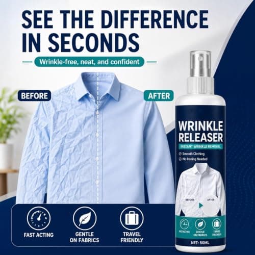 Instant Wrinkle Release, Wrinkle Release Spray Travel Size, Crease Release Spray, No Iron, Travel-Ready, Portable Fabric Refresher Release Spray For Clothes, Dresses, And Bedding, 50ml，2PC — view 2