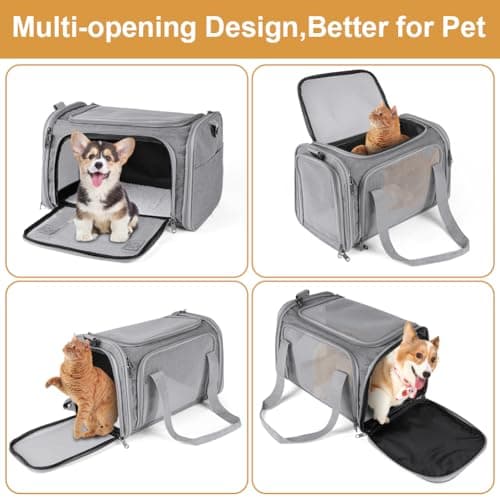 vsshe Soft Sided Cat/Pet/Dog Carrier Bag, Portable Foldable Pets Travel Carriers for Cats Dogs Pets with Shoulder Strap Removable Mat, Comfort Cat Basket, up to 10lbs, Airline Approved Grey — view 3