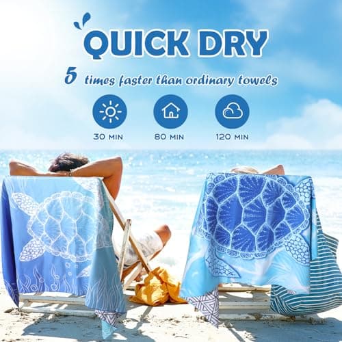 Anavasi 2 Pack Microfibre Beach Towels for Adults, 180 x 90 cm with Net Bag — view 6