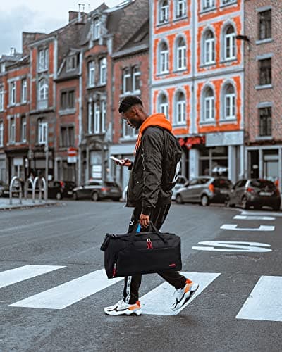 55 Litre Canvas Duffle Bags for Men & Women for Traveling, The Gym, and as Sports Equipment Bag/Organizer (Black Red) — view 6