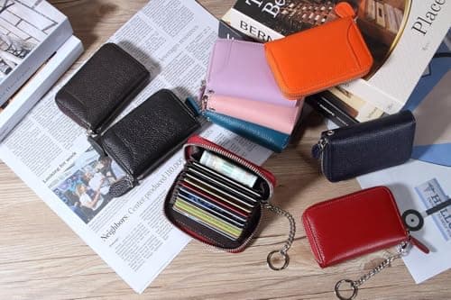 GADIEMKENSD Women Credit Card Holder Small RFID Wallet Zipper for Travel Leather Accordion Wallets Inserts Case Photo Business Cards Organizer Cute Compact Credit Card Slot Cash Slots Bronze — view 6