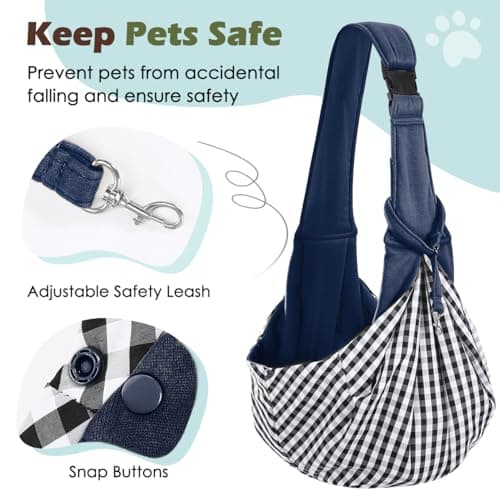 Pawaboo Small Dog Sling Carrier,for 3-10 lbs Pets, Navy Blue — view 4