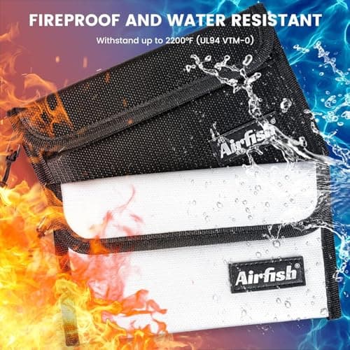 Airfish Fireproof Wallet, 5 x 8 inches, Waterproof Cash Bag with Zipper, Small Fireproof Cash Bag for Valuables, silver — view 2