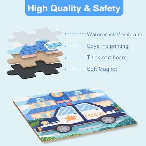 ASTARON Magnetic Puzzles for Toddlers, Educational Travel Toys Car Plane Activities For Kids, 12-16-20 pieces Learning Magnet Puzzles for Road Trip, Kids Birthday Gifts — view 3