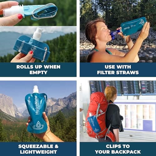 HydraMate Collapsible Water Bottle - Foldable Water Bottle - 750ml Blue — view 5