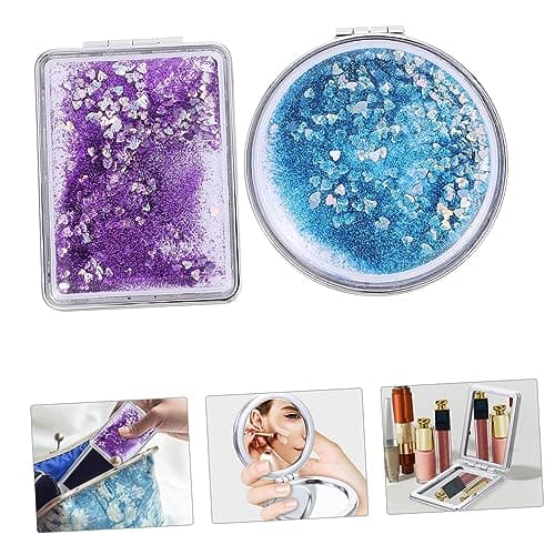 DOITOOL 2pcs round Double Sided Portable Makeup Mirror Abs Foldable — view 2