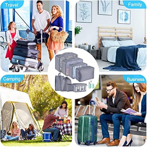 Packing Cubes for Suitcase,Geediar 9 PCS Travel Luggage Packing Organizers Waterproof Travel Essentials Bag Clothes Shoes Cosmetics Toiletries Storage Bags(a-Grey) — view 6