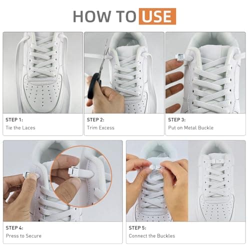 Lacesgian 8mm No Tie Elastic Shoe Laces for Trainers, Flat Stretchy Quick Lock Shoelaces for Running walking Sneakers Adults (Blue, 54"/140cm) — view 6