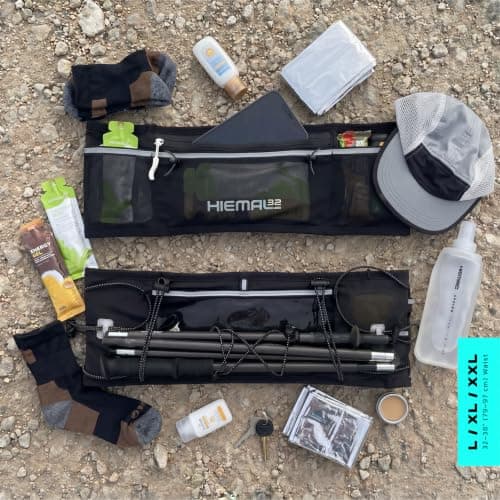 Running Belt with Flexible Bottle – No Bounce Hydration Waist Pack for Phone, Keys & Gels – Lightweight, Breathable for Men & Women, Reflective, Holds Poles & Essentials (L/XL/XXL) — view 4
