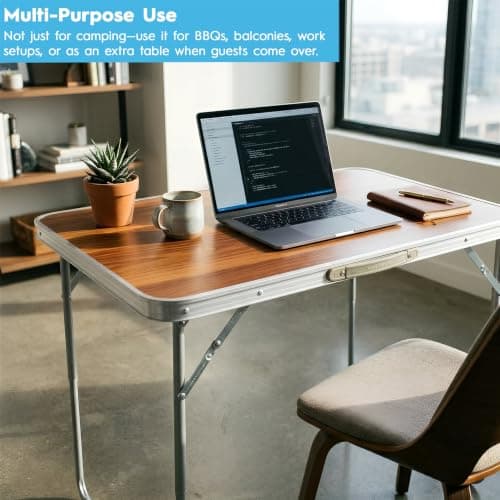 Harbour Housewares Folding Table - 80cm x 60cm - Black - Small Metal Trestle Tables Foldable Portable Side Table for Indoor, Outdoor, Garden, BBQ, Pinic, Dining, Camping — view 6