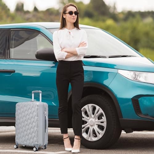 RMW Cabin Suitcase Hard Shell | Lightweight | 4 Dual Spinner Wheels | Trolley Cabin Bag | 20" Carry On Suitcase Luggage | Combination Lock | (Silver) — view 4