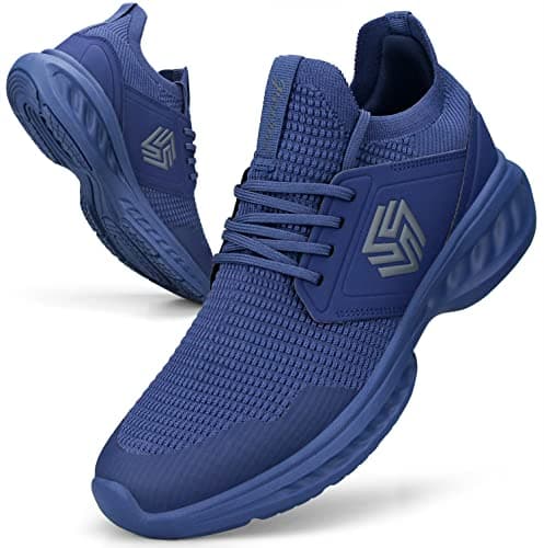 Giniros Mens Trainers Mesh Lightweight Sport Casual Athletic Dark Blue 9.5