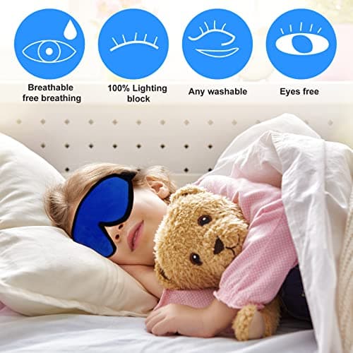 Geyoga 2 Pcs 3D Sleep Mask for Kid Foam Eye Mask,Blue and Green — view 3