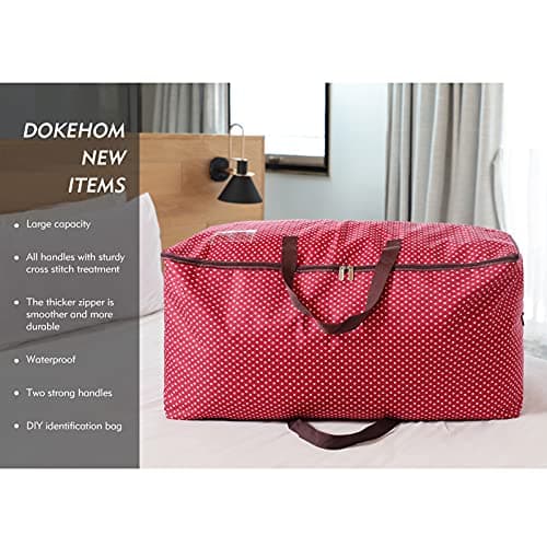 DOKEHOM 105L Large Storage Bag with Zip, Underbed Clothes Organizer, Red — view 2