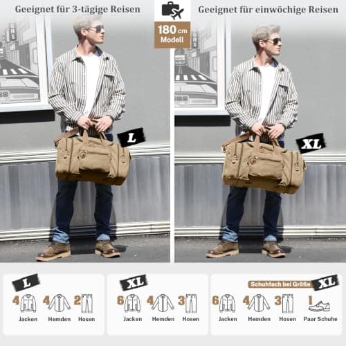 Gonex 60L Expandable Canvas Holdall for Men, Travel Duffle Overnight Bag — view 6