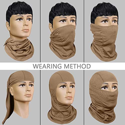 Achiou Balaclava Face Mask, Ski Mask UV Protector Lightweight for Motorcycle Cycling Running Khaki — view 6