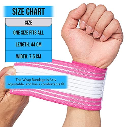 360 RELIEF Wrist Support Wrap Compression Brace | Fitness, Gym, Crossfit, Weightlifting, Powerlifting | White/Pink with Mesh Laundry Bag — view 6