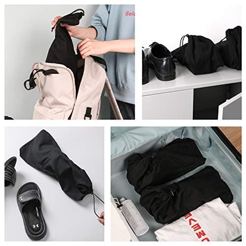 BlesMaller Shoe Bags for Travel 100% Cotton Golf Shoe Bags for Men & Women Dust Storage Bags (Black, 8er/Set) — view 6