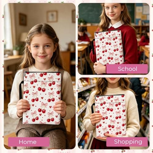 Cherry Bow Book Sleeves, Cute Pink Bow Book Bags for Women, Waterproof Book Pouch with Hanging Rope, Book Lover Gift — view 5