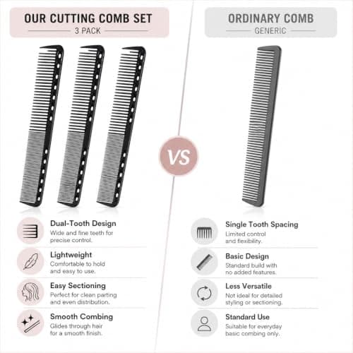 3 Pcs Carbon Fine Cutting Comb for Styling and Hair Care — view 5