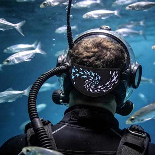 CAXUSD Swimming Mask Double Layer Anti Fog Neoprene Hair Strap Black — view 6