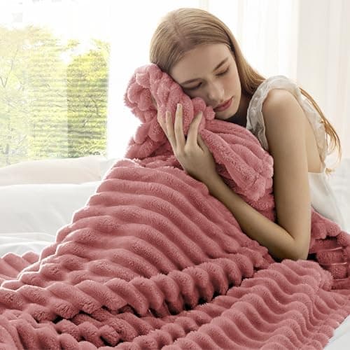 Bedsure Fleece Throw Blanket for Sofa - Fluffy, Brick Dust, 130x170 cm — view 4