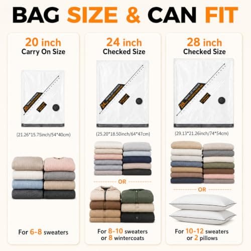 Travel Vacuum Bags with Pump, 12 Pack Fast Compression Packing Seal Bags — view 3